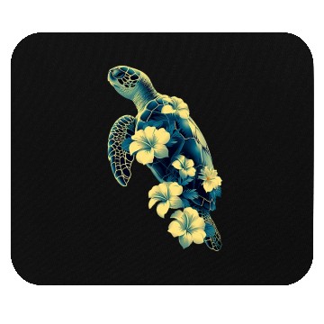 Discover Nature Inspired Floral Sea Turtle with Tropical Fl Mouse Pads