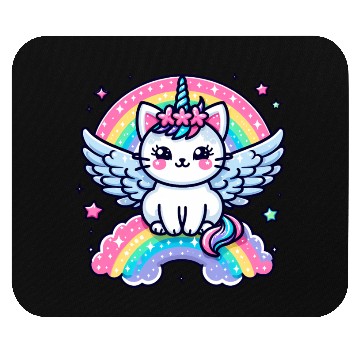 Discover Angelic Kitten Above the Clouds Mouse Pads