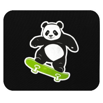 Discover Cute Panda Skater Green Mouse Pads