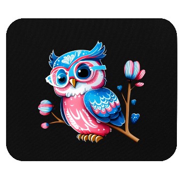 Discover Red White and Blue Owl Mouse Pads