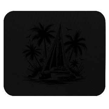 Discover Palm With Double Hull Catamaran Sailing Boat Mouse Pads