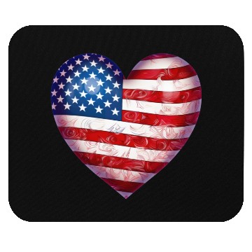 Discover 4th Of July US flag heart Mouse Pads