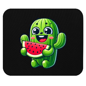 Discover Cute Cactus Comic With Watermelon Fruity Mouse Pads