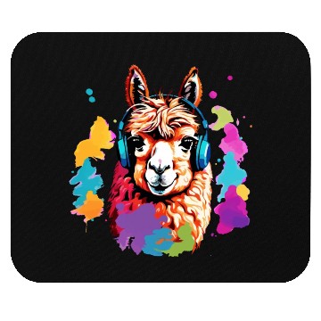 Discover Alpaca in headphones Mouse Pads