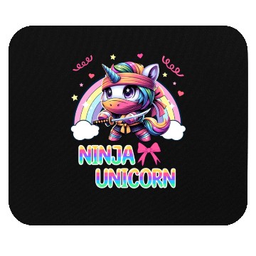Discover Ninja Unicorn Cute Rainbow Unicorn Fighter Mouse Pads