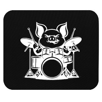Discover Pig Drummer Farm Beat White Design Mouse Pads