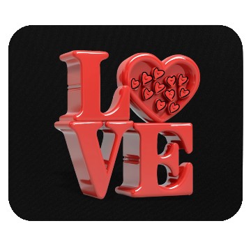 Discover Red 3D inscription LOVE Mouse Pads