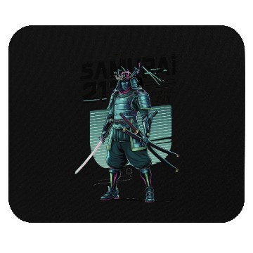 Discover Cyber Samurai 2110: Glowing Katana Warrior Mouse Pads