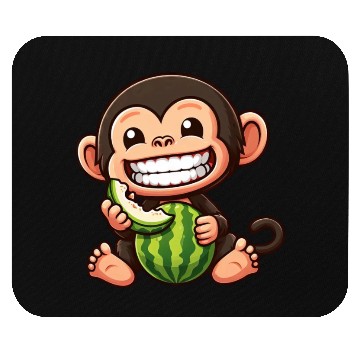 Discover Monkey chimpanzee melon watermelon honeydew melon Mouse Pads