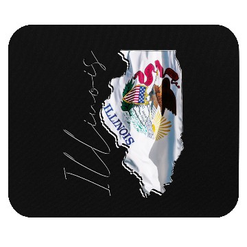 Discover Illinois State Flag in Illinois State Map IL Mouse Pads
