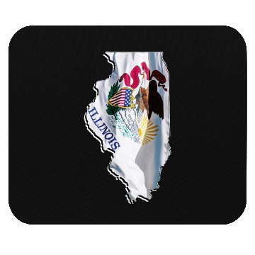 Discover Illinois State Flag in Illinois State Map Mouse Pads