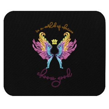Discover Neon angel wings with a crown Mouse Pads
