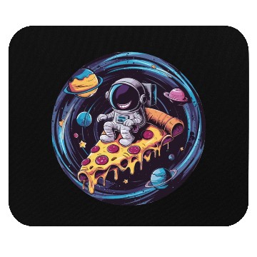 Discover Astronaut Weird Grin On Pizza in Space Mouse Pads