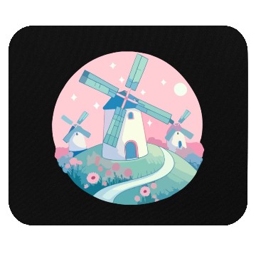 Discover Whimsical Windmills: Pastel Countryside Mouse Pads