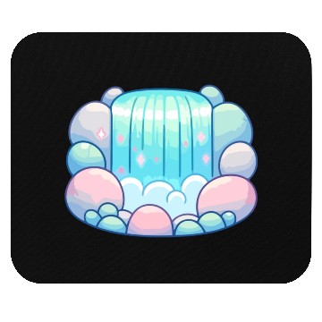 Discover Serene Cascade: Pastel Waterfall Bliss Mouse Pads