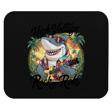 Discover Funny shark with guitar summer beach holiday Mouse Pads