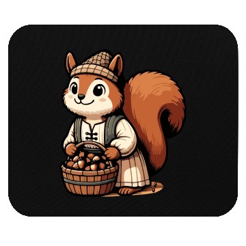 Discover Autumn Forager: Squirrel with Acorns Mouse Pads