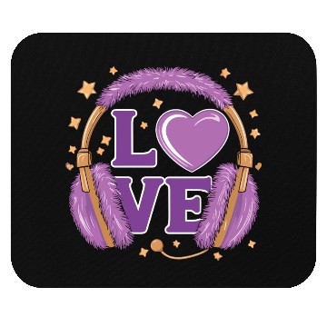 Discover Purple Love Music Headphones with Stars and Heart Mouse Pads