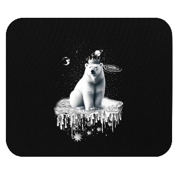 Discover Polar bear with crown on ice floe arctic wildlife Mouse Pads