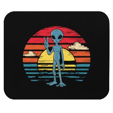 Discover Alien Peace Sign Sunset Retro Vibe Mouse Pads