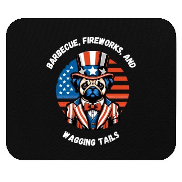 Discover independance day,Barbecue, fireworks, and wagging Mouse Pads