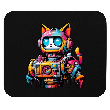 Discover Cat designed as a robot in comic graffiti style Mouse Pads