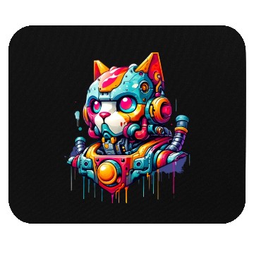 Discover Cat designed as a robot in comic graffiti style Mouse Pads