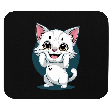 Discover Cute White Happy Surprise Cat Mouse Pads
