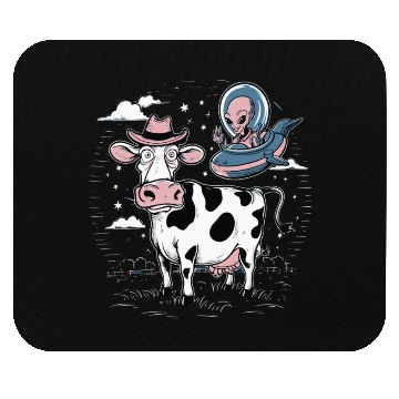 Discover Alien UFO Cow Mouse Pads