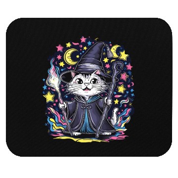 Discover Charming Wizard Cat Casting Magic Mouse Pads