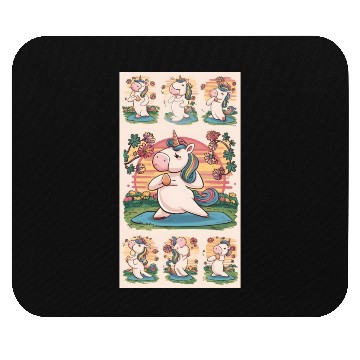 Discover Unicorn Yoga Sunset Lake Rainbow Mouse Pads