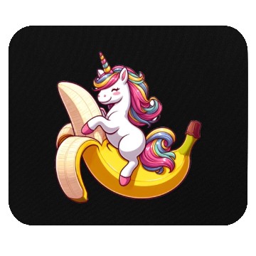 Discover Unicorn on banana Mouse Pads