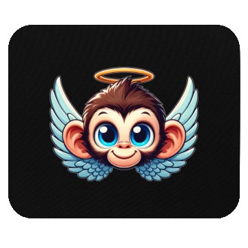 Discover Monkey chimpanzee cartoon angel wings Mouse Pads