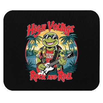 Discover Funny Turtle with Guitar Rock and Roll Mouse Pads