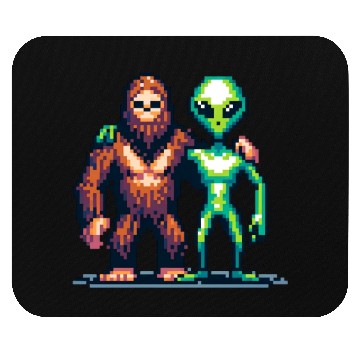 Discover Bigfoot and Alien Friends Pixel Art Mouse Pads