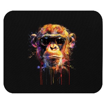 Discover Cool Sunglasses Monkey Covered In Rainbow Paint Mouse Pads