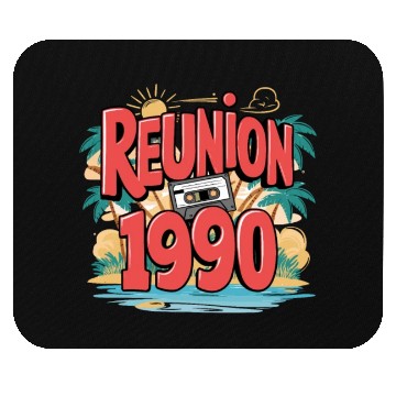 Discover Retro Reunion 1990 Cassette Tape Sunset Beach Mouse Pads
