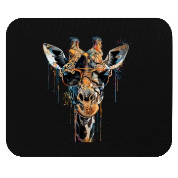 Discover Cool Sunglasses Giraffe Covered In Rainbow Paint Mouse Pads