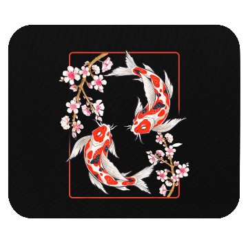 Discover Japanese Koi Carp Fish Cherry Blossom Mouse Pads