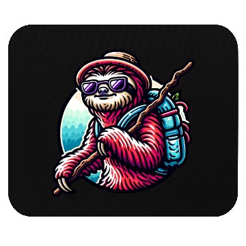 Discover Cool Sloth Hiking Adventure in Nature Mouse Pads