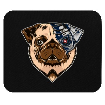Discover Pug cyborg face dog Mouse Pads