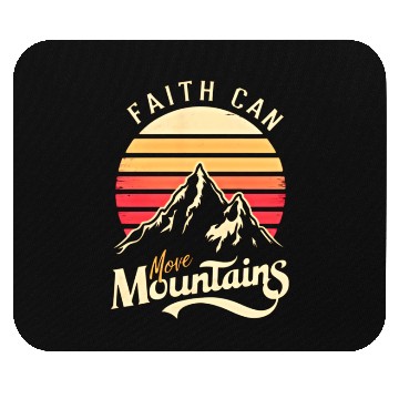 Discover Faith can move mountains, retro sunset design Mouse Pads