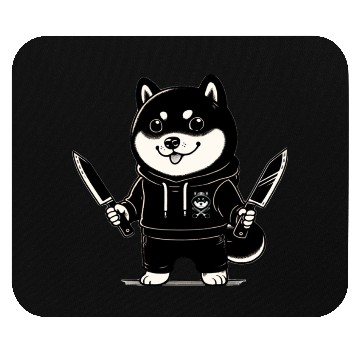 Discover Hand-Drawn Style Shiba Inu with Knives Mouse Pads