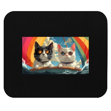 Discover PURRCRAFT - Pride Cat Couple Sailing the Rainbow Mouse Pads