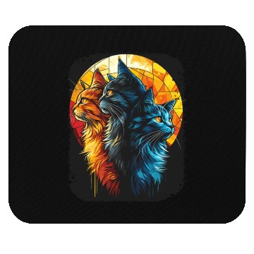 Discover Charming Cat Duo with Moon for a Cat Lover Mouse Pads