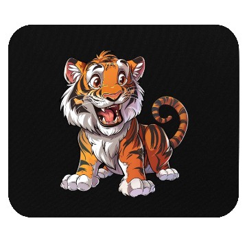 Discover Roaring Young Tiger Cub Playful Stance Mouse Pads