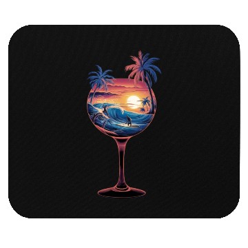 Discover Tropical Sunset Surf - Wine Glass Escape Mouse Pads