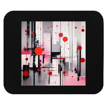 Discover Red Black Light Pink and Gray Dots and Lines Mouse Pads