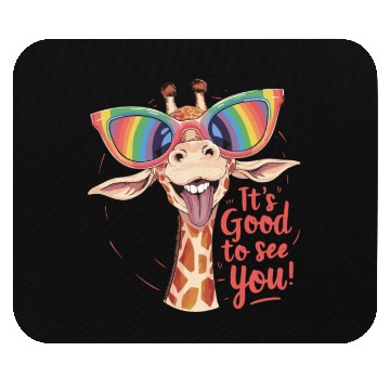 Discover Funky Giraffe With Colorful Sunglasses Fun Saying Mouse Pads