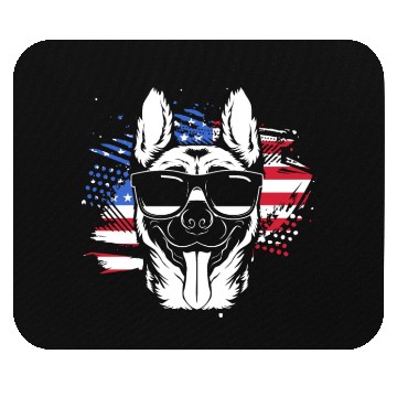 Discover US Flag Belgian Malinois Wearing Sunglasses Mouse Pads